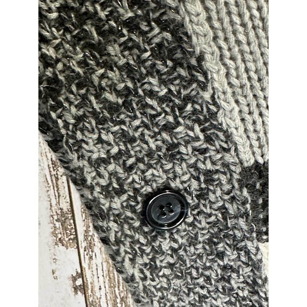 Graziella Nebbia Gray/White/Black Turtle Neck Knit Poncho Wool Blend Sweater - Picture 3 of 5
